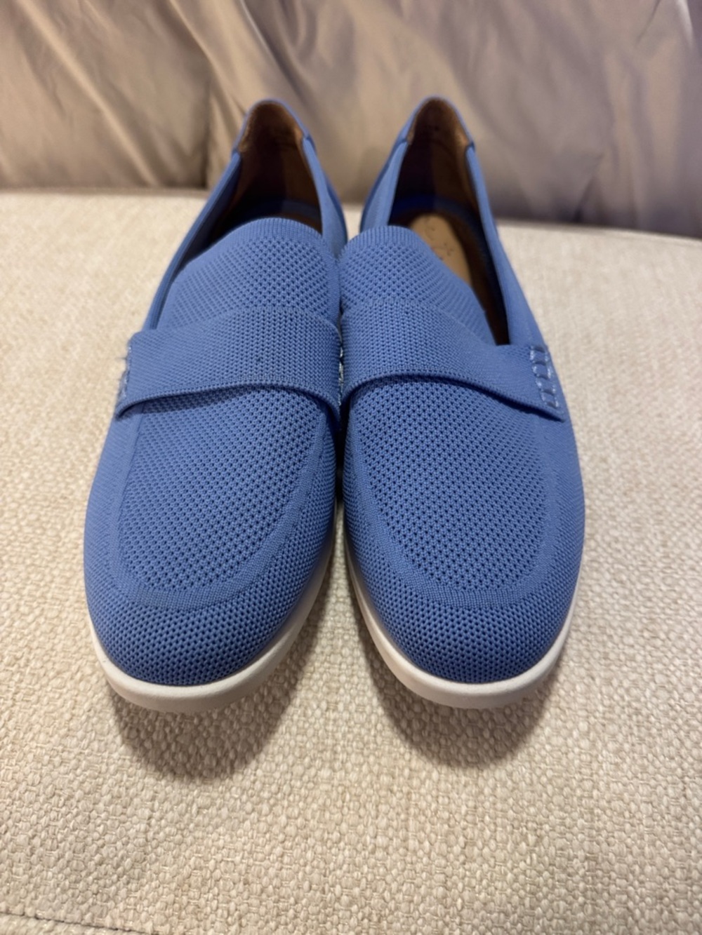 me too Women's Blue Knit Slip-On Loafers